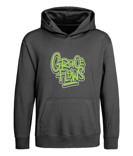 Grace flows design on black kids hoodie