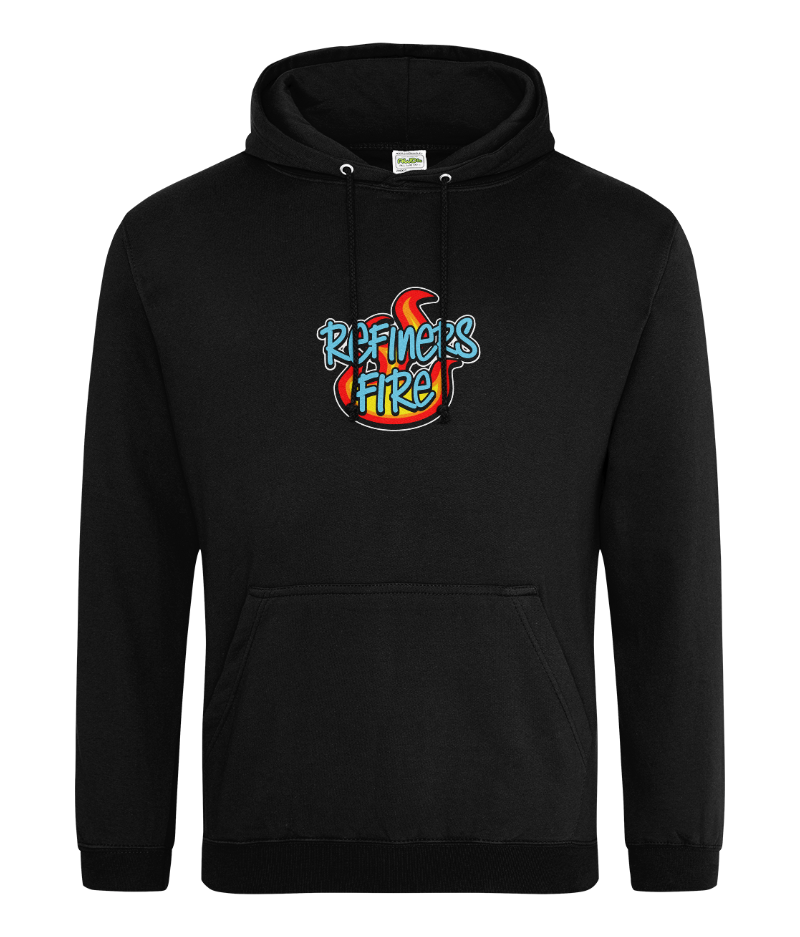 Refiners Fire design on black hoodie