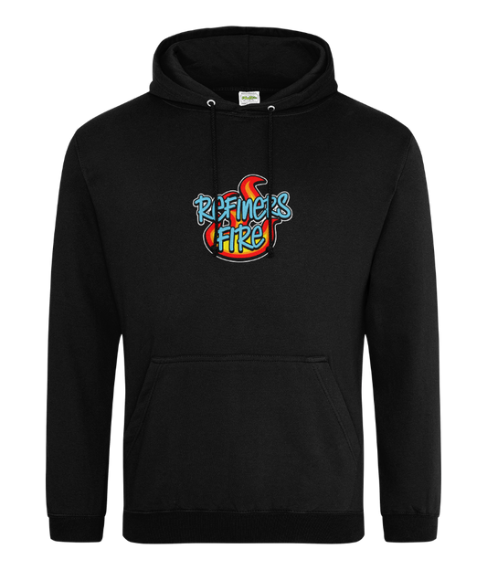 Refiners Fire design on black hoodie