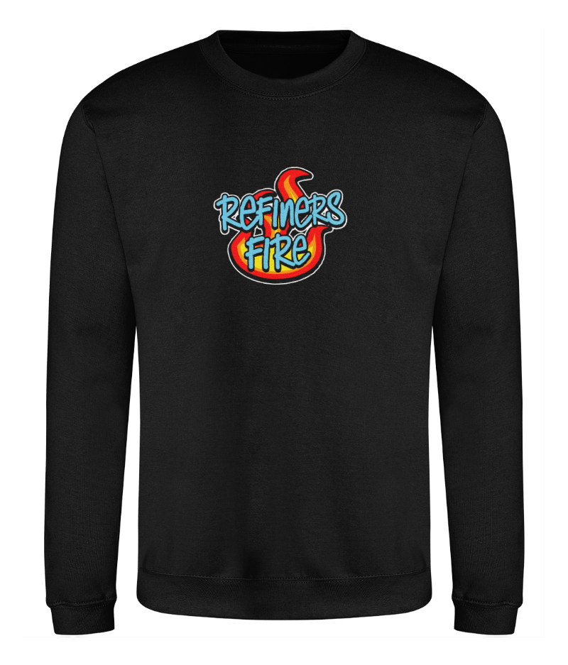 Refiners Fire design on black sweatshirt